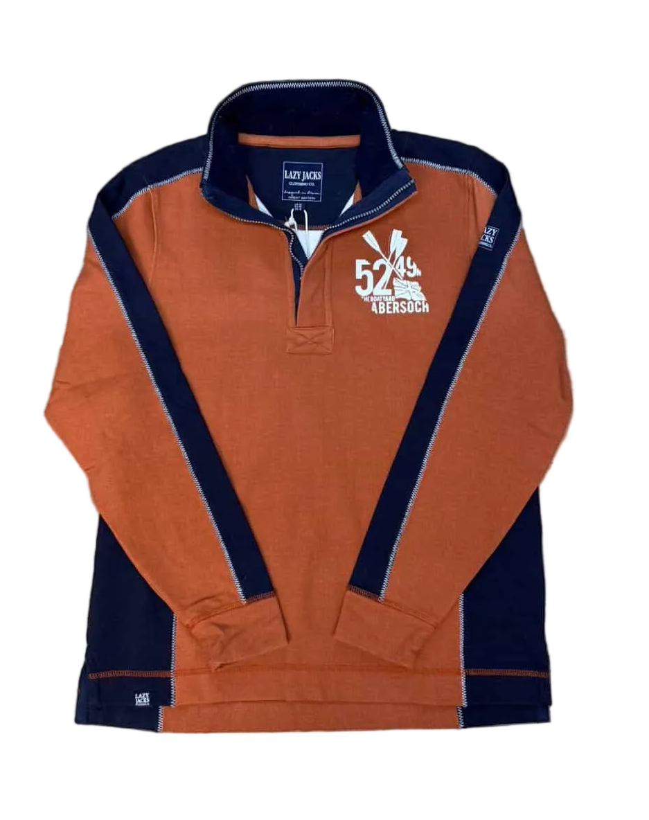 Lazy Jacks1/4 Zip Pique Sweatshirt, Orange