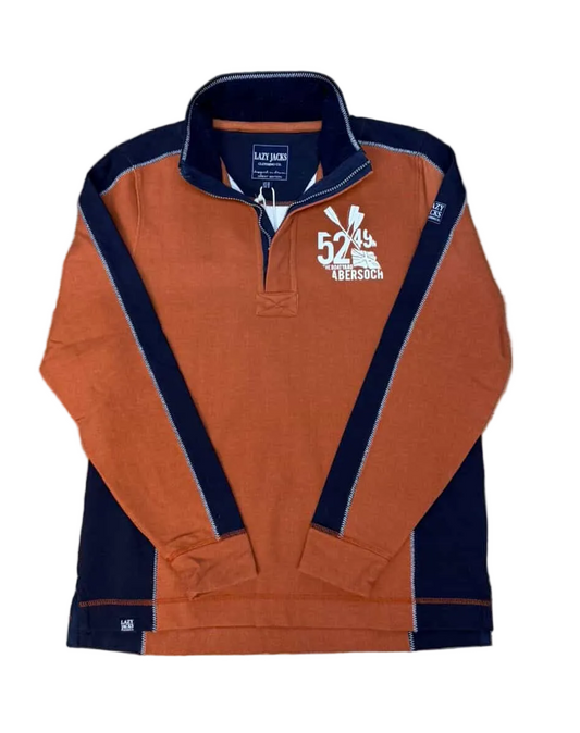 Lazy Jacks1/4 Zip Pique Sweatshirt, Orange