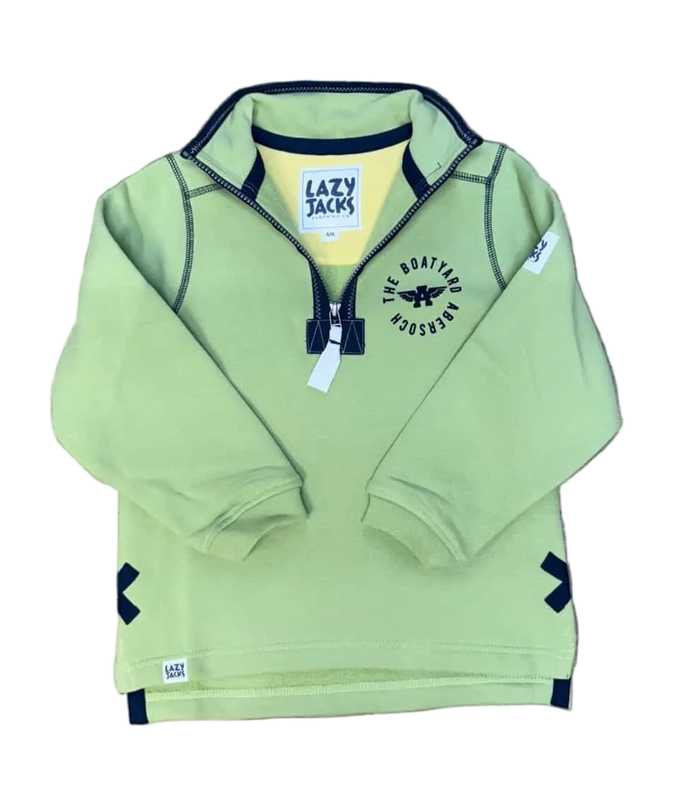 Lazy Jacks Ocean Crossed Surfboard Design 1/4 Zip Sweatshirt, Lime