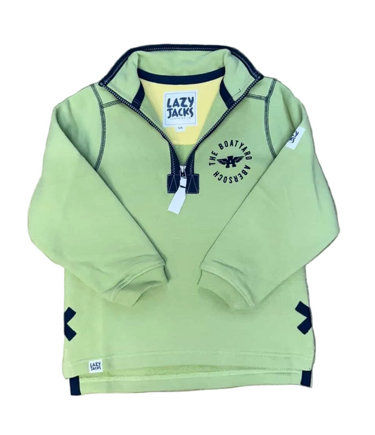 Lazy Jacks Ocean Crossed Surfboard Design 1/4 Zip Sweatshirt, Lime