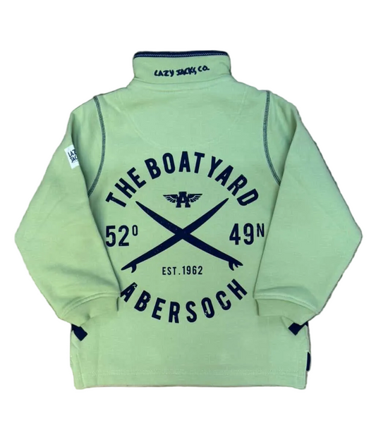 Lazy Jacks Ocean Crossed Surfboard Design 1/4 Zip Sweatshirt, Lime