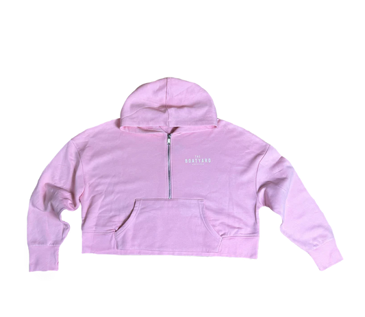 1/2 Zip Hoodie With Abersoch Print On Back, Pink