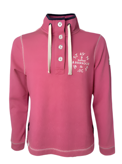 Lazy Jacks Button Neck Pique Sweatshirt, Pink