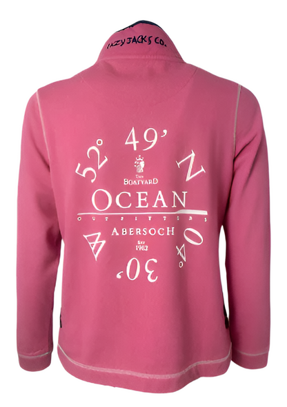 Lazy Jacks Button Neck Pique Sweatshirt, Pink