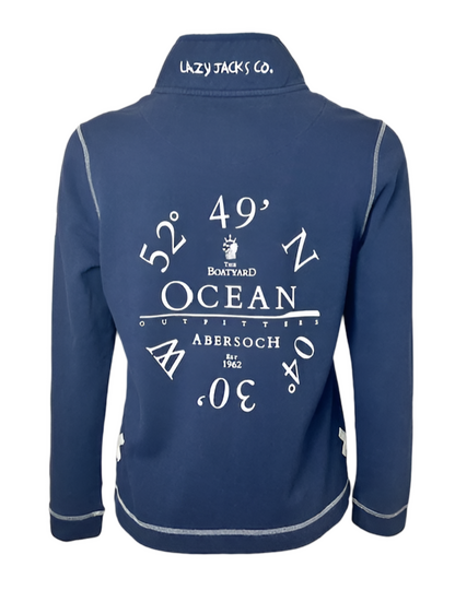 Lazy Jacks Button Neck Pique Sweatshirt, Twilight